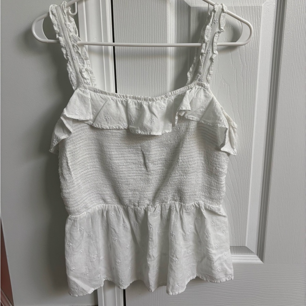 Old Navy White Ruffle Blouse/Tank